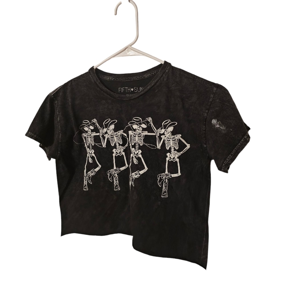 Fifth‎ Sun Cropped T-Shirt-Womens-XSmall-Stone Washed Black